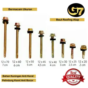 Baut Atap Per 12 Pcs 2cm 3cm 4cm 5cm 6cm 7cm 10cm Baut Roofing Rofing Baja Ringan