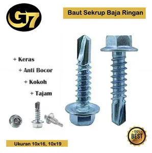Baut Sekrup Baja Ringan Galvanis Per 20 Pcs Skrup Atap Roofing Rangka Hollow