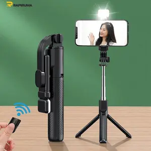 Tongsis Selfie Tripod Lampu LED Bluetooth 4 In 1 dengan remote control