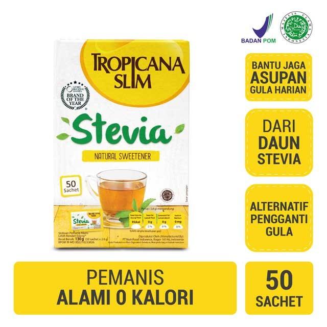 Gambar TROPICANA SLIM STEVIA SWEETENER 50X2.6G dari LOTTE Mart Kelapa Gading Jakarta Utara Tokopedia