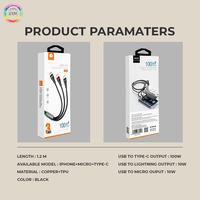 Gambar WUW-X190 CIJI KABEL DATA 3IN1 FAST CHARGING 100W USB A IOS/MICRO/TYPEC dari CIJI.OFFICIAL Kota Tangerang 3 Tokopedia