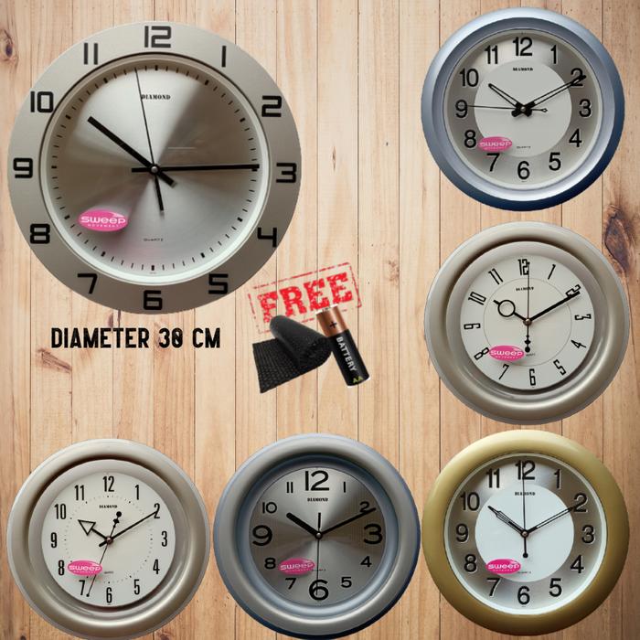 Gambar Jam Dinding Besar Kamar Silver Sweep Movement Diameter 30cm Diamond dari Jam Dinding ID Kota Surakarta Tokopedia