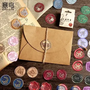 46pcs Sticker Mini Box WAX SEAL Stiker Lilin Stamp Lucu DIY Scrapbook