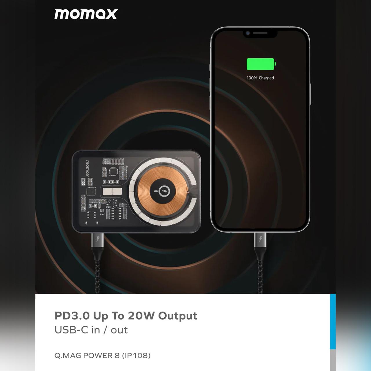 Powerbank Magnetic MagSafe Momax USB C 20W PD Wireless Fast Charging