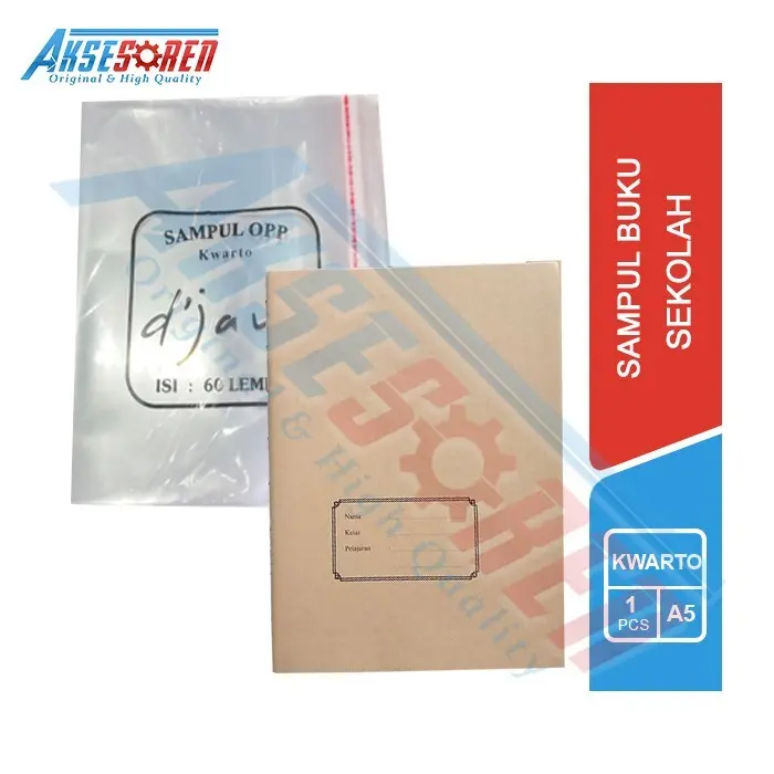 Sampul Buku Tulis Sekolah 1 Pcs A5 / Kertas Plastik Cover Pelapis Buku