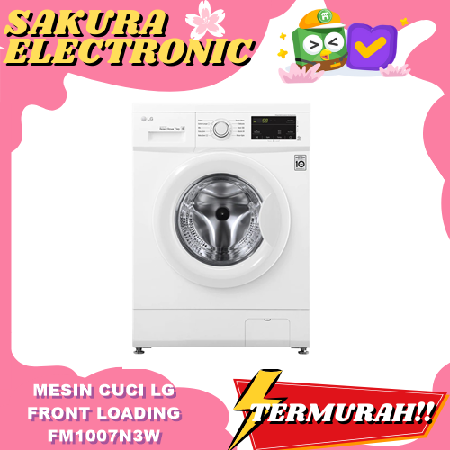 Gambar MESIN CUCI LG FM1007N3W FRONT LOADING 7 KG FM1007 dari SAKURA ELECTRONIC Kota Administrasi Jakarta Barat Tokopedia