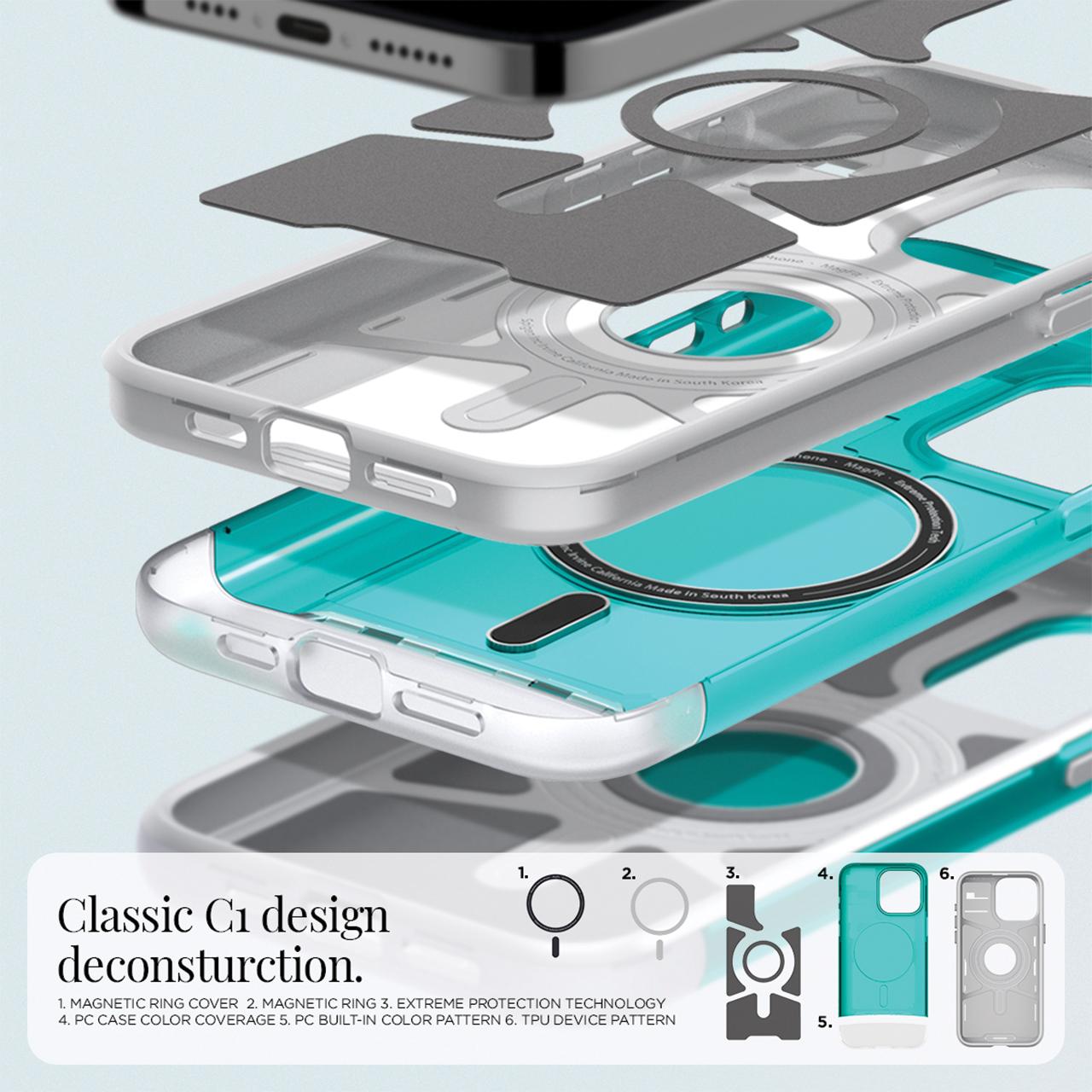 Spigen iPhone 15 Pro Case Magsafe Classic C1 Magfit - Bondi Blue ACS06743