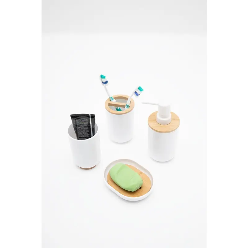 Toothbrush Holder Soap Dispenser Set White Tempat Sabun Sikat Gigi 1