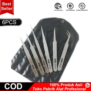 COOFARI Pinset Anti Karat Set Pinset Presisi 6 Buah