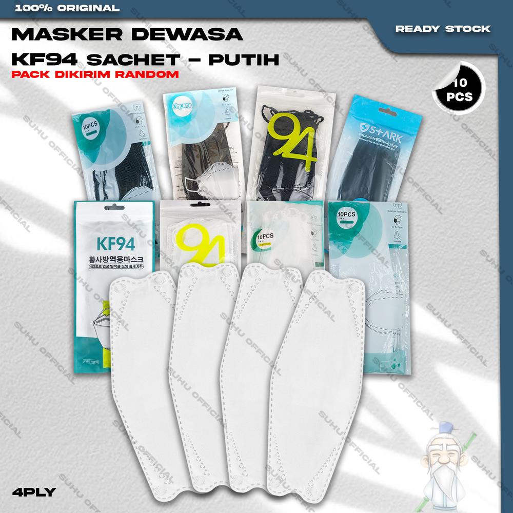 Masker KF94 PUTIH 4PLY 10PCS White Korea EVO Surgical Mask 4 Ply MEDIS - 94SACHET PUTIH