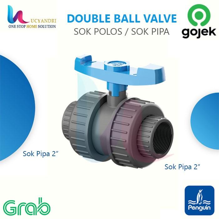 Gambar Double Union Ball Valve Penguin ukuran 2 Inch Sok Pipa Stop Keran dari Lucyandri Official Kab. Tangerang Tokopedia