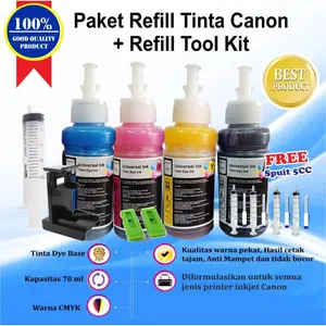 Paket Tinta Infus Printer 4 Warna 70ml Refill Canon IP2770 MG2570s