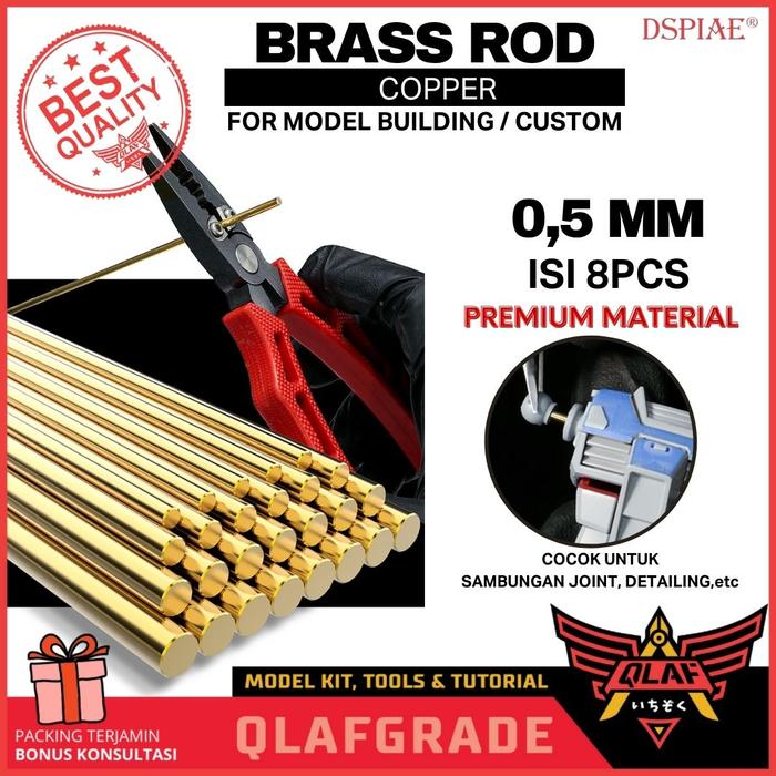 Gambar BEAM BRASS 0.5 mm SOLID - 8pcs dspiae copper rod custom model kit dari Wahkhilaf Kota Surabaya Tokopedia