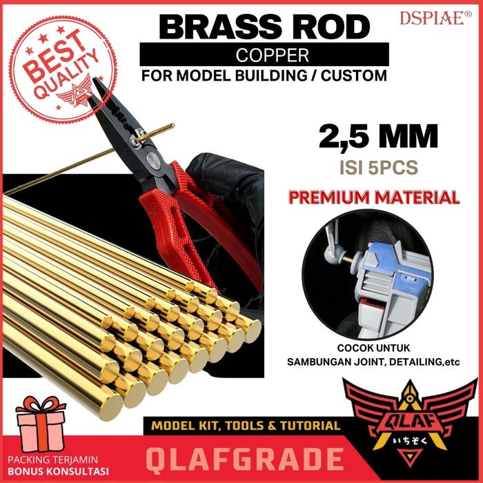 Gambar BEAM BRASS 2.5 mm SOLID - 5pcs dspiae copper rod custom model kit dari Wahkhilaf Kota Surabaya Tokopedia