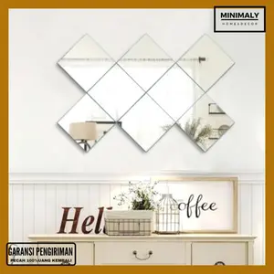 Kaca Cermin Tempel (CERMIN ASLI ukuran 12x12cm) Hiasan Dinding