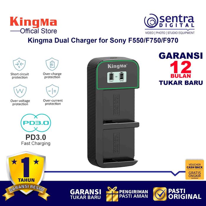 Gambar Kingma BM058Q PD3.0 Dual LCD Battery Charger for NP F550 F750 F970 dari Sentra Digital Jogja Kab. Sleman Tokopedia