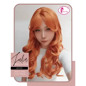 Ryuuta Wig Basic Cap Gelombang Panjang Julia Orange Pumpkin 60 cm