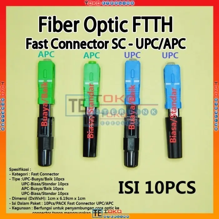SC UPC/APC 10 PCS/1 Pack FTTH Fiber Optic Fast Connector Buka/Tutup