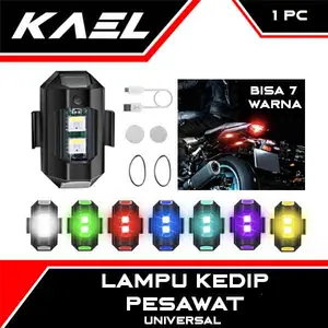 Lampu Kedip Pesawat Universal Aircraft Plane Micro USB Strobo Mobil Motor Sepeda Drone Blitz Variasi Wireless Flash LED RGB 7 Warna KAEL