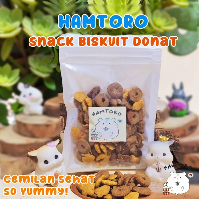Snack Hamster Biskuit kering 15g bentuk Campur Donat,Ikan,Bulat maknan 0