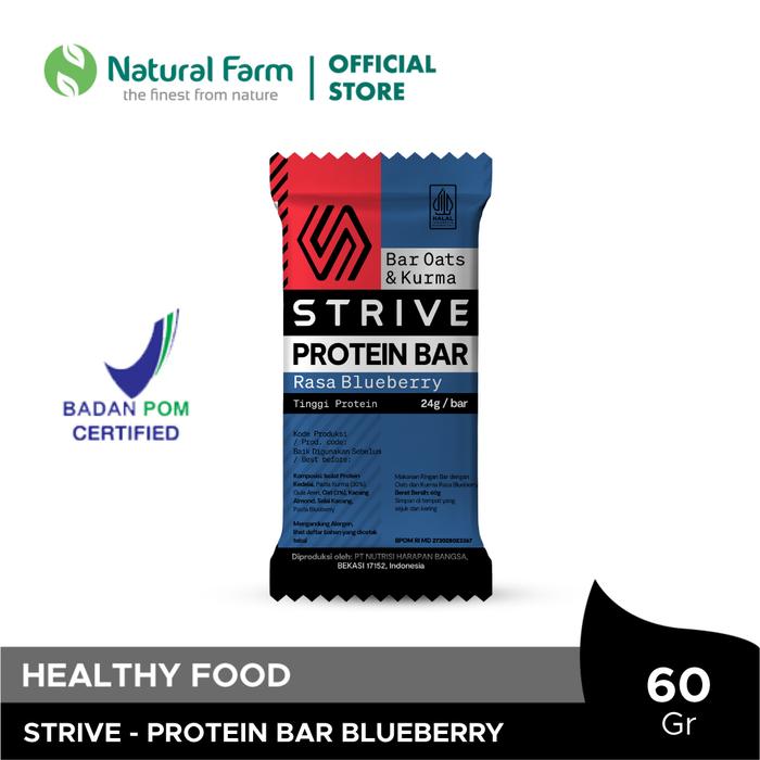 Gambar Strive Protein Bar Blueberry - 60gr dari Natural Farm Kota Administrasi Jakarta Barat Tokopedia
