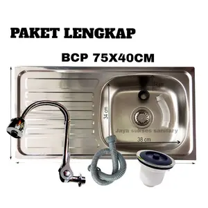 Bak Cuci Piring/ Wastafel Cuci Piring 75x40 Cm Gratis Selang + Kran