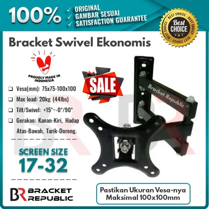 BRACKET LENGAN SWIVEL TV MONITOR LED LCD 17-32" BREKET BRAKET LENGAN