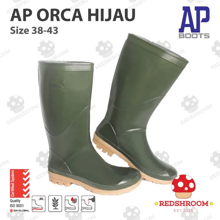 Sepatu boot Tinggi AP Boots AP ORCA Hijau sepatu perikanan perkebunan