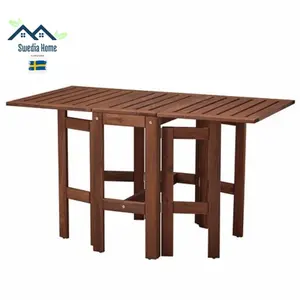 IF BARU Meja Kayu Lipat Outdoor/Meja Taman Luar Ruangan Kokoh_Original