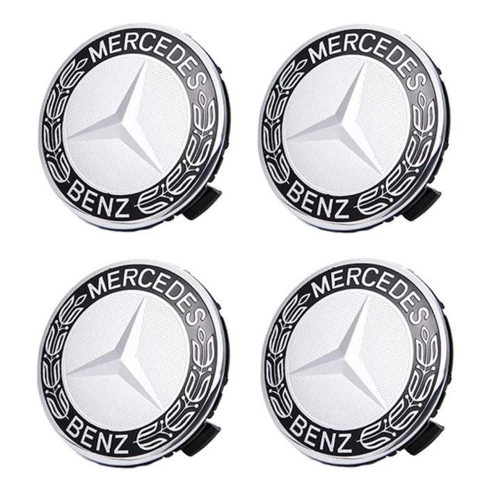 Mercedes Benz Wheel Center Cap Dop Roda Velg Hitam Tengah Silver 75mm