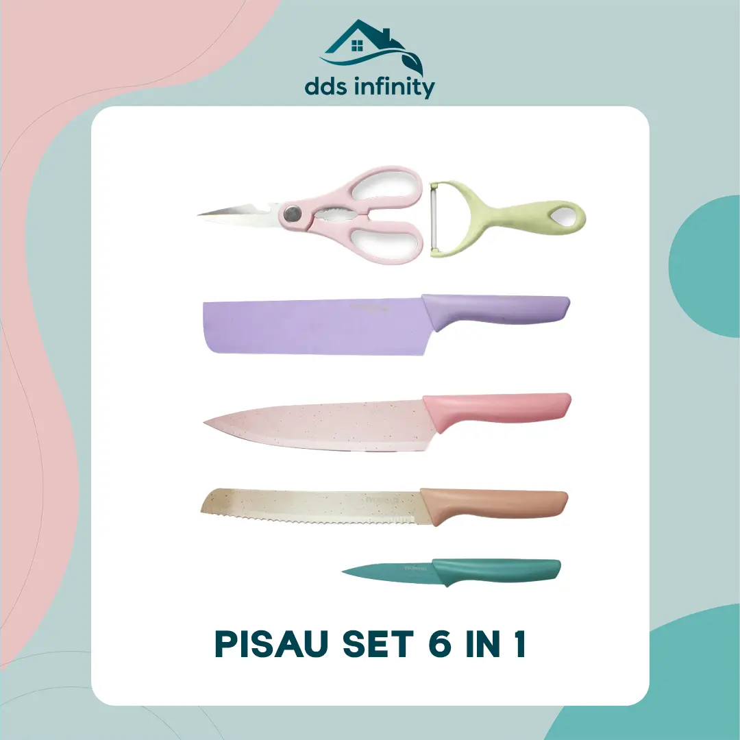 Set Pisau Dapur 6 in 1 Premium Quality Dapat 6pcs Alat