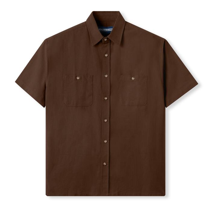 Gambar Kemeja Linen - Parisian Linen Short Sleeve - Brown dari Tenue de Attire Kota Administrasi Jakarta Selatan Tokopedia