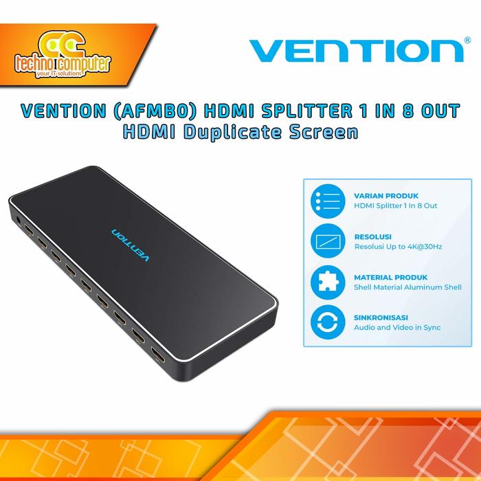 Gambar VENTION HDMI SPLITTER (1 in 8 Out) Screen Duplicate 4K@30Hz - AFMB0 dari Techno Computer Bali Kota Denpasar Tokopedia