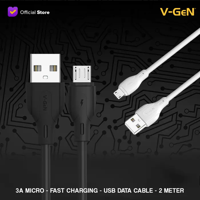 Gambar V-GeN Kabel Data Micro 2 Meter Fast Charging 3.0 VGC-02 QC3.0 VGEN - Hitam dari Semua V-GeN Kab. Tangerang 4 Tokopedia