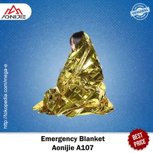Aonijie Selimut Darurat A107 Emergency Thermal Blanket Anti Hipotermia Orange Gold Silver 210 cm x 130 cm untuk Hiking Camping