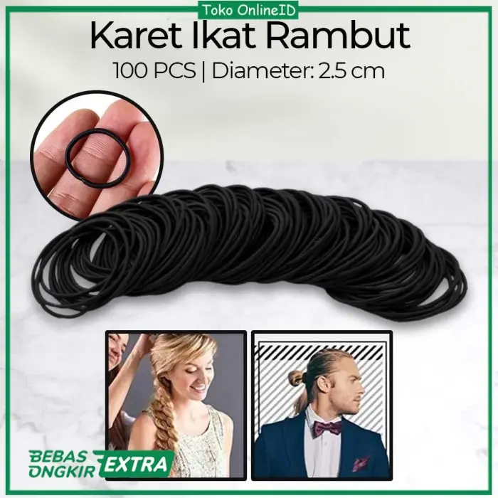 Karet Gelang Jepang Ikat Rambut Bahan Elastis Material TPU Band- Hitam