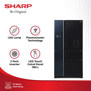 Sharp Kulkas 5 Pintu SJ-IFX96PDG-BK J-Tech Inv Queen Black 780L