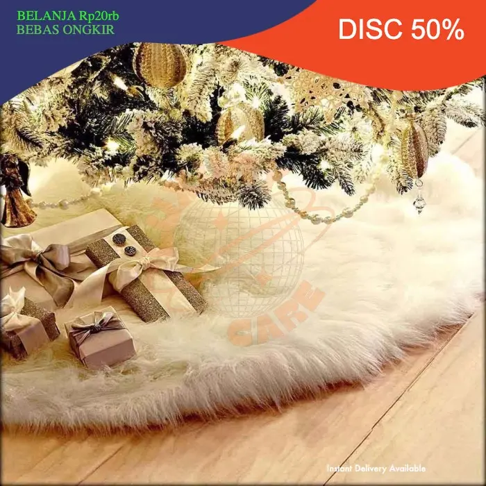 Alas Pohon Natal Model Salju Putih Snow Blanket Bahan Plush Karpet