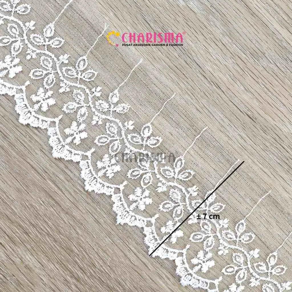Charisma Renda Tulle NL 3485 - Kain Bordir Untuk Pakaian / Lebar 7cm /
