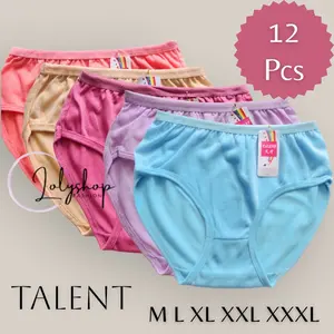 12 PCS CELANA DALAM WANITA REMAJA DAN DEWASA TALENT M,L,XL,3L,4L