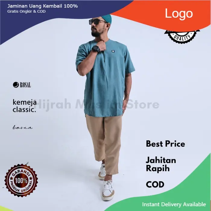 KEMEJA KOKO LENGAN PENDEK ROSAL JUMBO XXL XXXL 3XL - TOSCA, XXXL