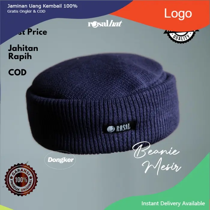 Peci Songkok Mesir ROSAL Peci Beanie Cap - Peci Kupluk Rajut - dongker