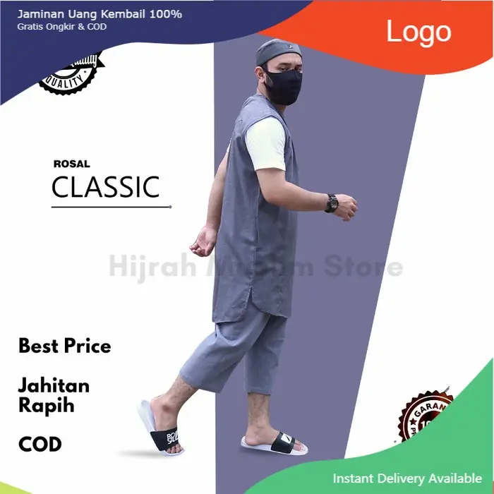 Baju Muslim Kaos Kurta Rompi Sholat Pria Rosal M XXXL - 1 pcs, M 0