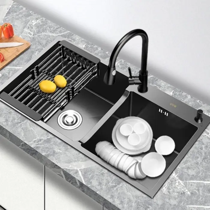 kitchen sink 8248 black bak cuci piring stainless sus 304 hitam wastafel set kran