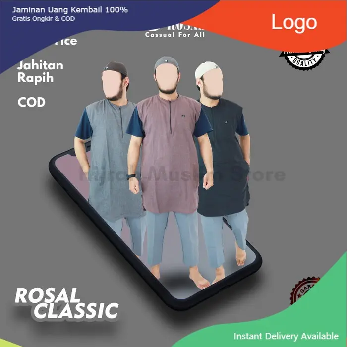 Baju Muslim Kaos Kurta Rompi Sholat Pria Rosal M XXXL - 1 pcs, M 1