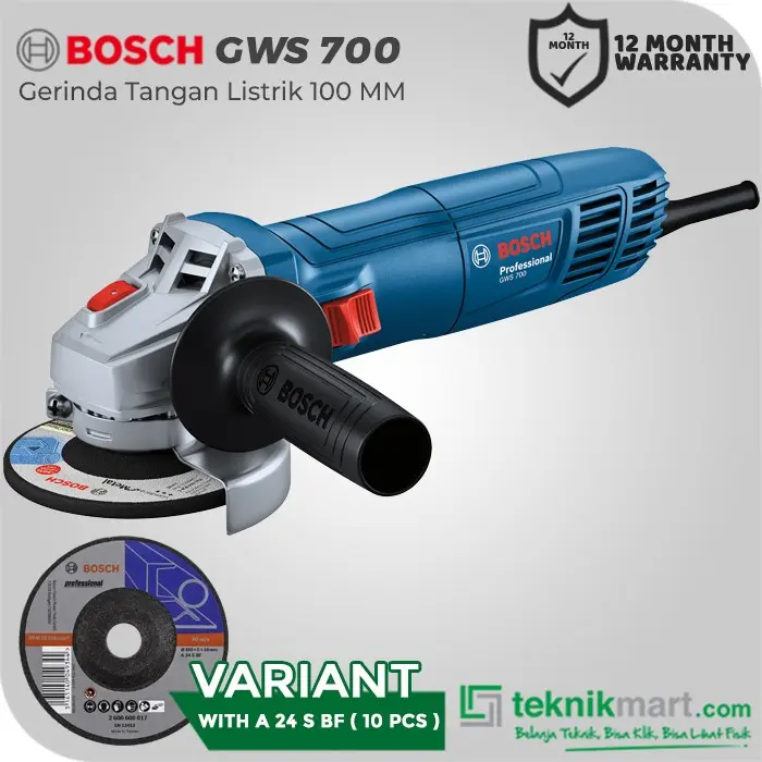 Gambar Bosch Angle Grinder / Gerinda Tangan Listrik 100MM 710W GWS 700 - UNIT ONLY dari Teknikmart Kota Administrasi Jakarta Barat 5 Tokopedia