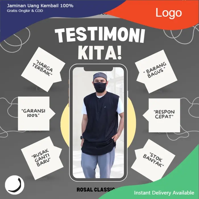 Baju Muslim Kaos Kurta Rompi Sholat Pria Rosal M XXXL - 1 pcs, M 2