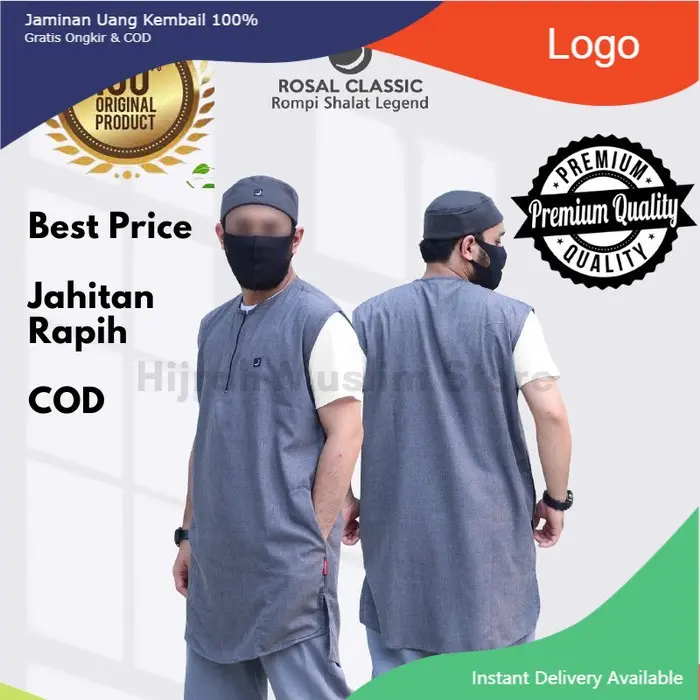 Baju Muslim Kaos Kurta Rompi Sholat Pria Rosal M XXXL - 1 pcs, M 3