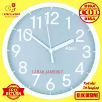 Gambar Jam Dinding Quartz Minimalis Murah Alari AL1113-1668 Abu - Putih, 20 cm dari LapakJamShop Kota Bandung 2 Tokopedia
