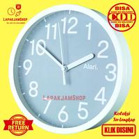 Gambar Jam Dinding Quartz Minimalis Murah Alari AL1113-1668 Abu - Putih, 20 cm dari LapakJamShop Kota Bandung 1 Tokopedia
